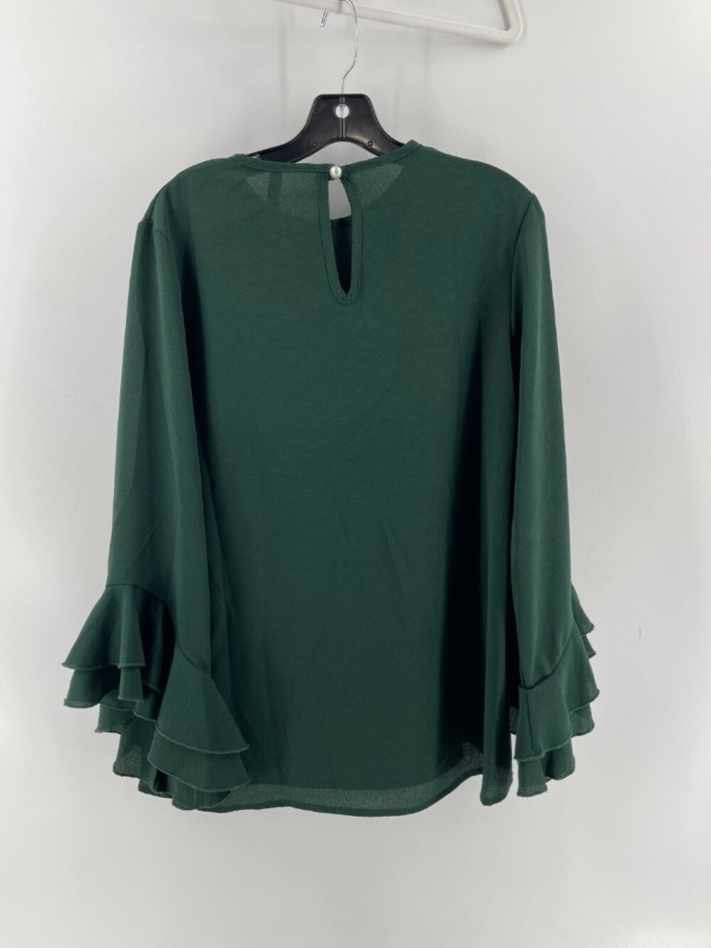 2 Hearts Women's Long Sleeve Green Top Shirt Ruffled Bell Long Sleeve Size Large - Picture 4 of 10